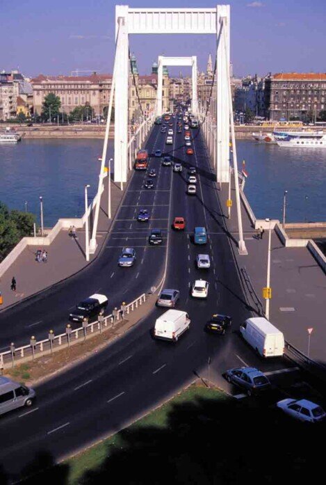 Budapest, Ponte Elisabetta Ponte Elisabetta a Budapest, un elegante ponte bianco che si erge sul Danubio, simbolo di bellezza architettonica.