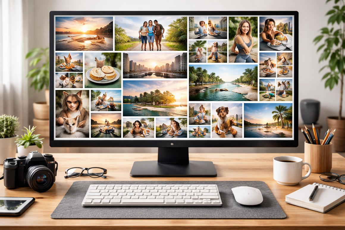 Laptop con software di fotoritocco aperto