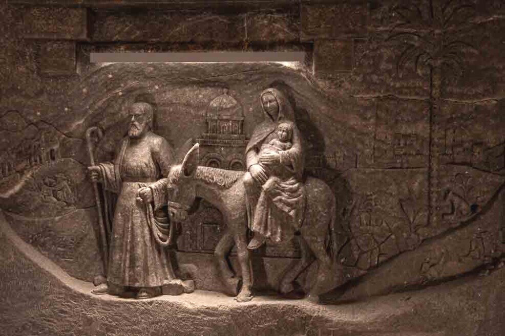 Wieliczka la fuga in Egitto Una rappresentazione della fuga in egitto fatta incidendo il sale.